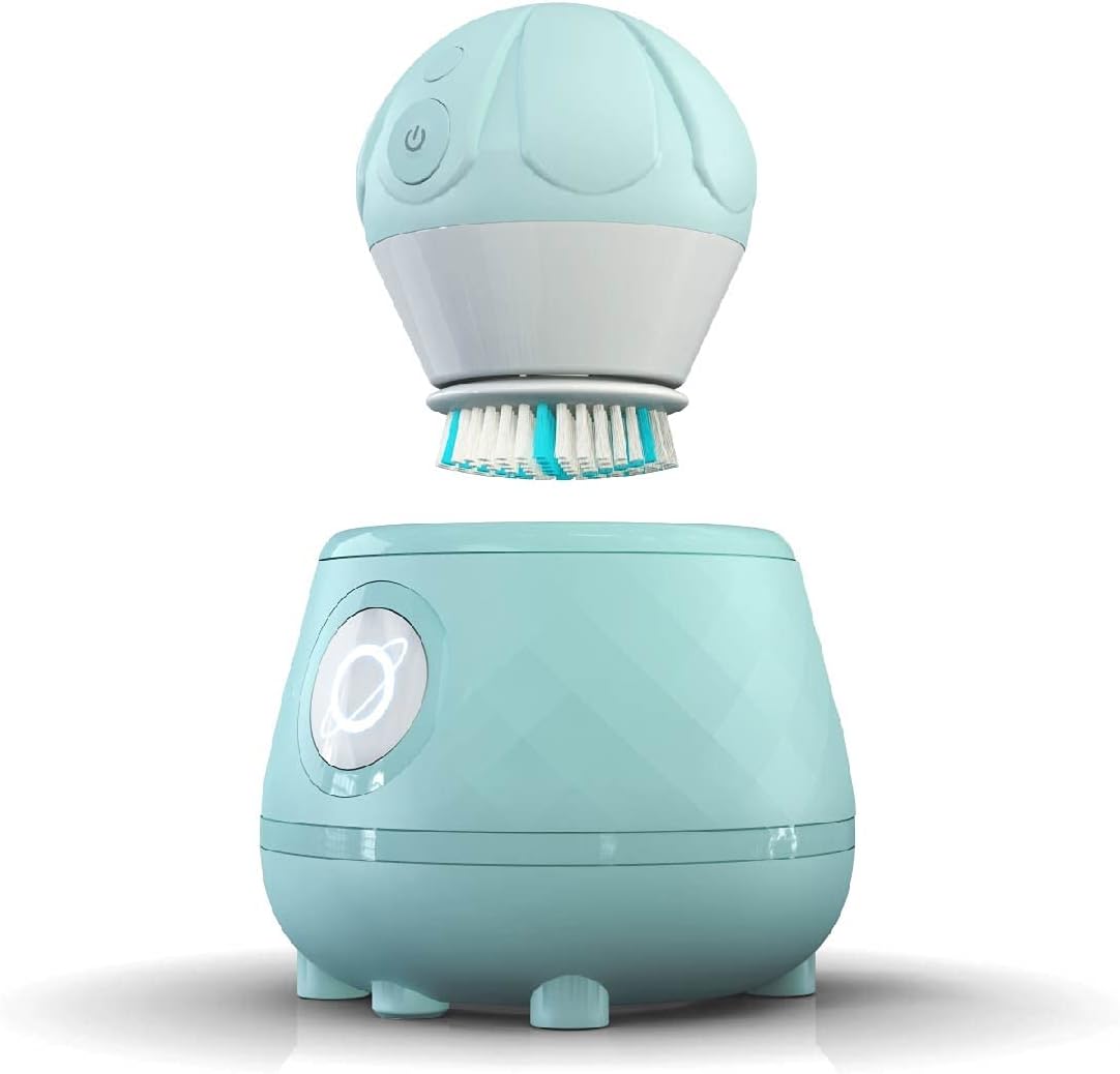 Tao Clean Ona Diamond Orbital Facial Brush and Cleansing Station – Robin's Egg Blue – Electric Face Cleansing Brush with Ergonomic Handle, Dual Speed Settings, 2 Piece Set, (BA-0201-RBE-US)