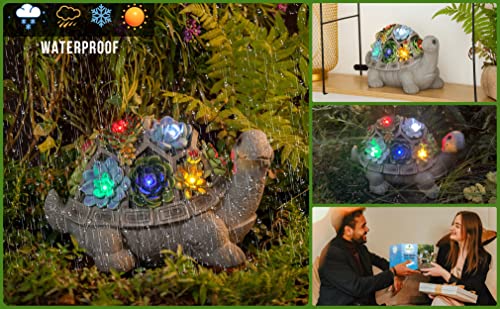 Malister 11.5 Inch Solar Garden Turtle Figurines Outdoor Decor, Outdoor Statues With 7 Leds For Patio Decor, Garden Decor Garden Art Outdoor Lawn Decor Yard Art, Housewarming Garden Gifts Turtle Gifts #TOP5