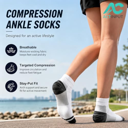 Image of ACTINPUT Ankle Compression Socks for Women Men - 5 /7 Pairs Plantar Fasciitis Socks for Athletic, Support, Running