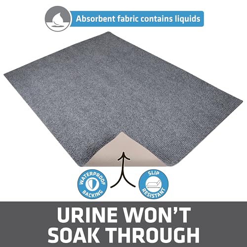 Image of Drymate Cat Litter Box Mat, Litter Trapping Mat, Waterproof, Urine-Proof, Absorbent, Machine Washable, Soft on Paws, Contains Mess, Protects Floors, Kitten Supplies, Grey, 36x47 Jumbo XXL