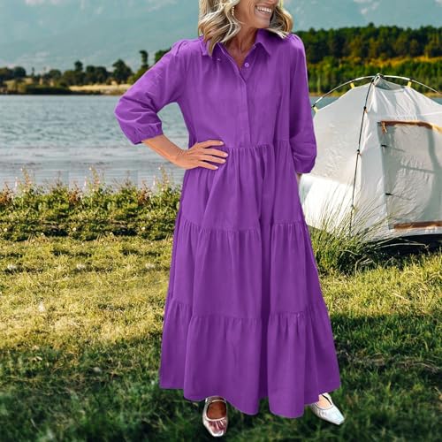 Robe chemise décontractée coupe fluide et jupe bouffante