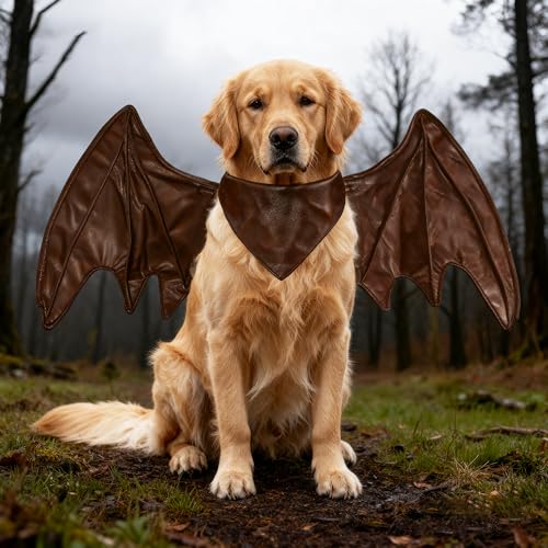 Funny Bat Dragon Wing Costumes for Dog Cute Furry Pet Clothing for Halloween (Coffee Wing Size L)
