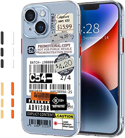for Cool iPhone 13 Case Clear Funny Mail Label Stickers Design Phone Case for Girls Boys Fashion Kawaii Cute Personality Designer Soft TPU Full Body Protective Cover for Apple iPhone 13 Case 6.1 Inch