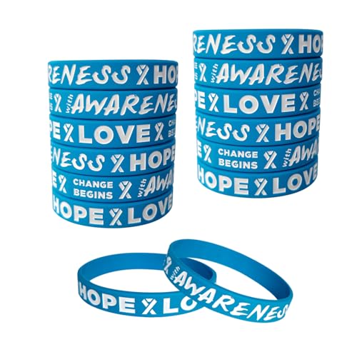 TSYMINQC 50pcs Blue Ribbon Silicone Wristbands Blue...