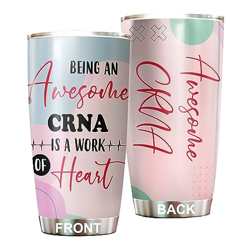 MEDROC Awesome CRNA Tumbler Stainless Steel 20oz, Funny CRNA Gifts Bulk For Birthday Christmas, CRNA Gifts For Men Women Office Coworker Driking Coffee Cup Humor
