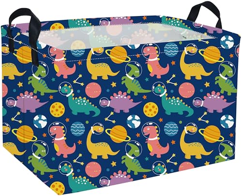 Image of Sanjiaofen Rectangular Dinosaur Baskets,Kids Basket.Dinosaur Baskets for Boys, Cute Basket with Handles.Toys Box,Books Bins,Gifts Basket. (Space Dinosaur)