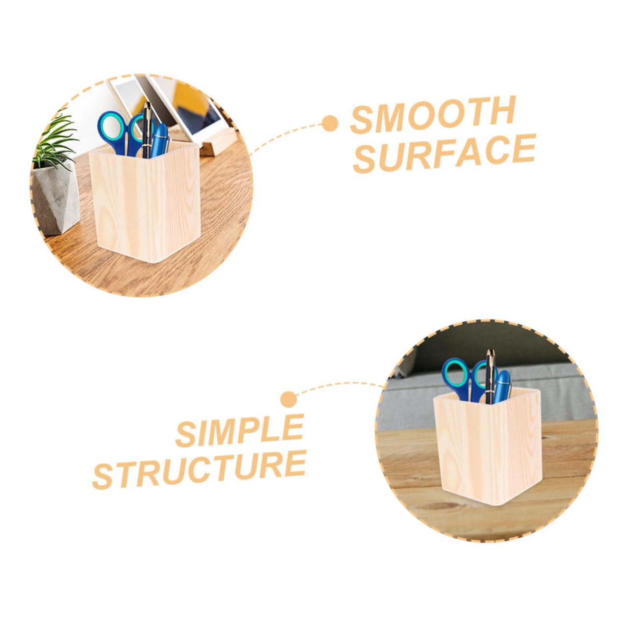 Cabilock 4 Set Barile Di Stoccaggio in Legno Contenitore Quadrato Per Penne Portapenne Rotondo Portamatite Portapenne Da Scrivania Portapenne Da Tavolo Tazza Della Penna Khaki 4 Pezzi * 4