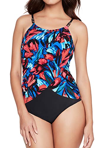Magicsuit Women's Swimwear Expressionist Lisa High Neck Underwire Bra One Piece Swimsuit, Black/Multi, 8 #TOP1