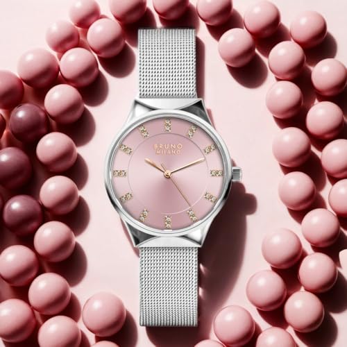 Image of BRUNO MILANO Stylish Watches Mesh Band Shiny Dial for Women and Girls