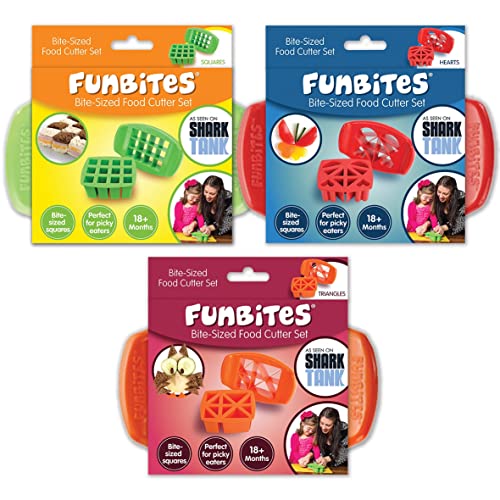 Funbites Food Cutters Set, Green Squares, Red Hearts, Orange Triangles #TOP2