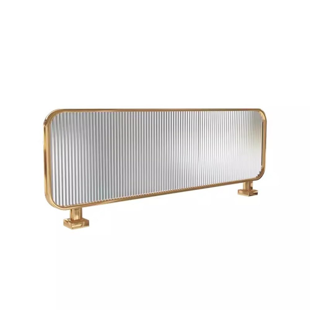 KLGFBDC 15" Desk Privacy Divider - Translucent Glass Partition for Office & Restaurant - Elegant Gold Stainless Steel Frame, 120cm/47.2in, Noise Reduction, Modern Workspace Solution