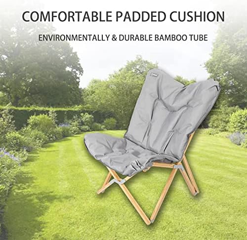 HOMECALL Folding Garden Chair bamboo tube Cationic polyester with cushion