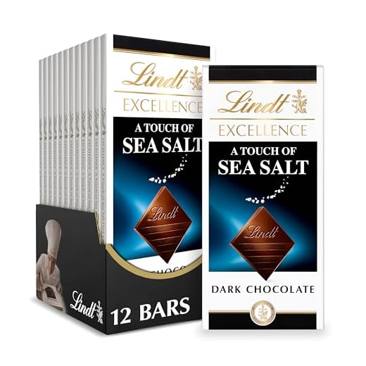 Lindt Excellence Bar, A Touch of Sea Salt Dark Chocolate, Great for Holiday Gifting, 3.5 Ounce (Pack of 12)