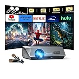 Smart Karaoke Projector with 2 Wireless Mics, 2300ANSI Daytime 4K Projector