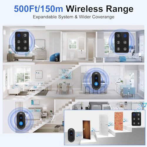 Wireless Caregiver Pager Call Button Nurse Call System 500Ft Range with LED Number Display for Elderly/Patient/Disabled at Home/Hospital/Clinic(6 Waterproof Call Button & 1 Receiver) - Image 4