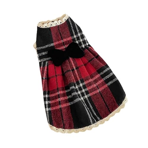 UGYMSIA ペット服、猫服、無毛猫服、春秋用、英国風レースワンピース、ベストワンピース、暖かい、おしゃれ、ジャーマンキャット、スフィンクス、子猫服、子猫 (赤と黒,S)