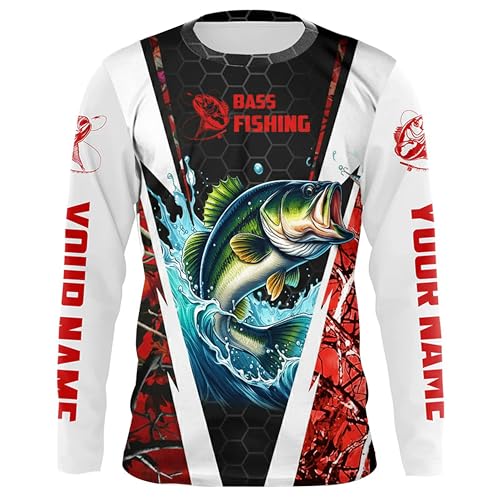 Amazon.com: Personalized Bass Fishing Long Sleeve Shirts for Men
