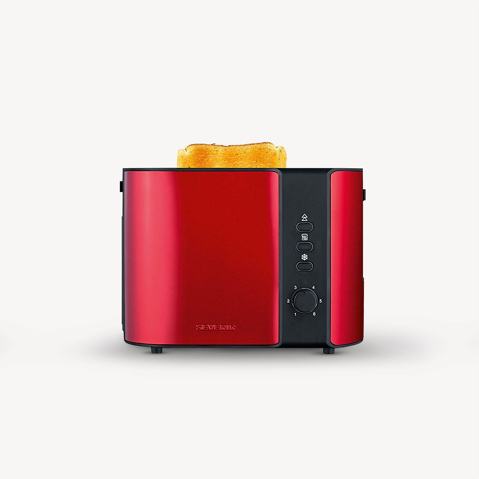 SEVERIN Tostapane Automatico Con Griglia Scaldapanini Integrata, Anche Per Fette Spesse, Per Tostare, Scongelare E Riscaldare, 800 W, Rosso Metallizzato / Nero, AT 2217