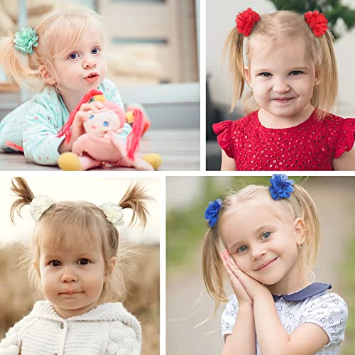 50 Pieces Baby Girls Chiffon Flower Hair Ties 2" Elastic Ponytail Holders Hair Accessories For Girls Infants Toddlers Kids #TOP3