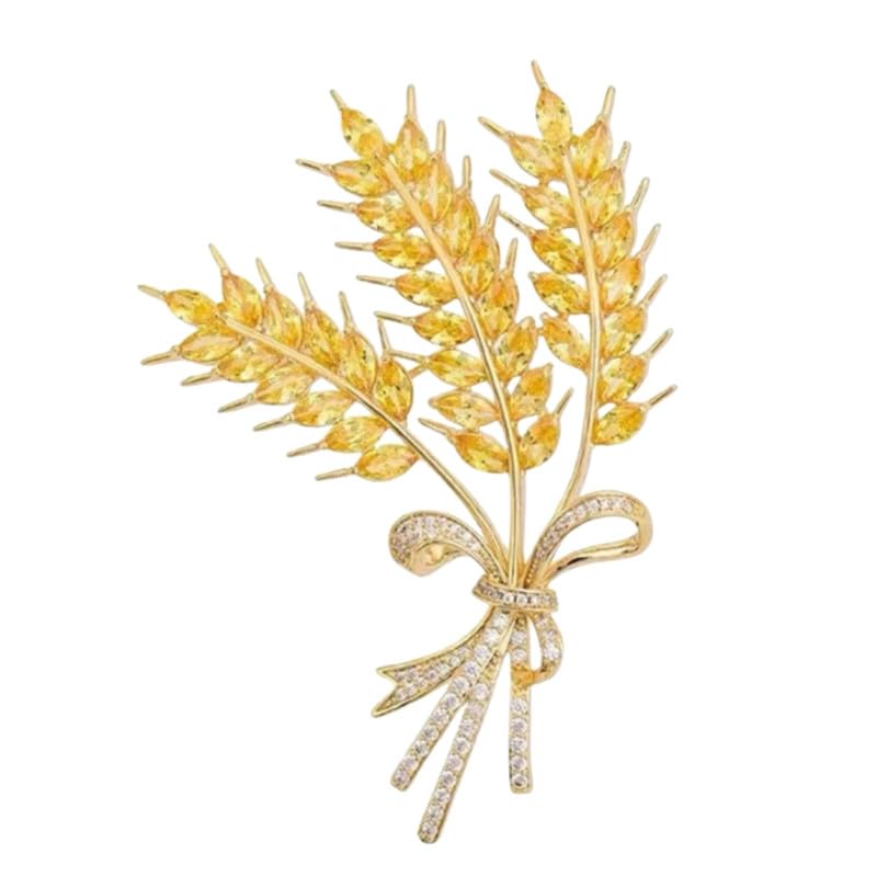 ftk Wheat Spike Shiny Yellow Stones Safety Pin Brooch Anti Exposure For Clothing Accessories-picture-16