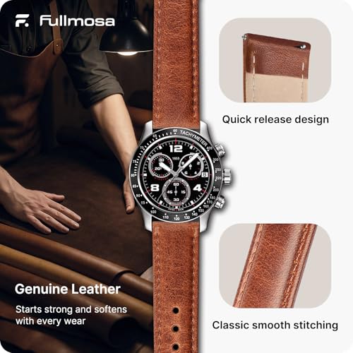 Image of Fullmosa Watch Band, Quick Release Leather Watch Strap Compatible with Samsung Galaxy Garmin for Men Women, Replacement Bands Width 12mm 14mm 16mm 18mm 19mm 20mm 21mm 22mm 24mm