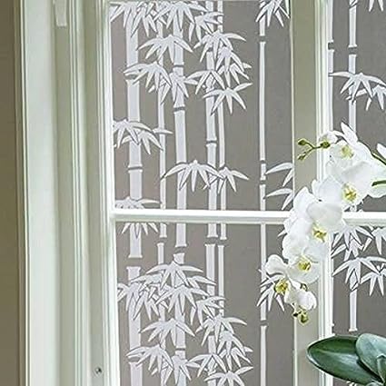Image of SUNBIRD Window Privacy Film, Decorative Stained Glass Window Film, Frosted Window Tinting Film for Home, House Door Glass ('24 X 60' INCHES, White Bamboo)