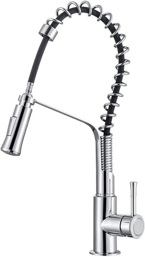 New high-Quality Pull-Out Kitchen Sink Faucet, Spring hot and Cold Water Function Handheld Kitchen Sink Faucet-Chrome