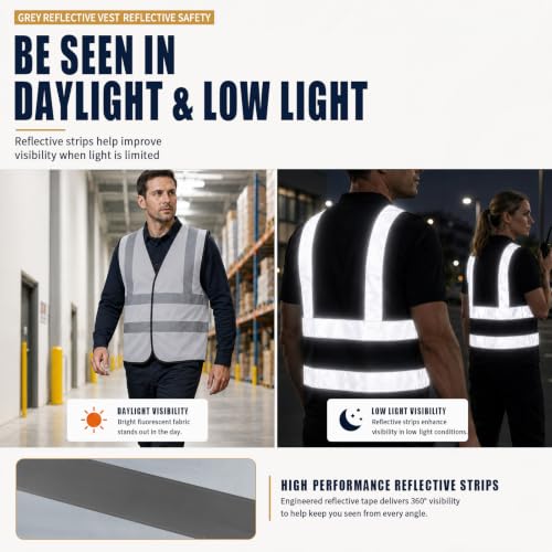 Image of AYKRM 12 colour High visibility viz vest hi vis viz reflective work construction safety vest (XS-8XL)