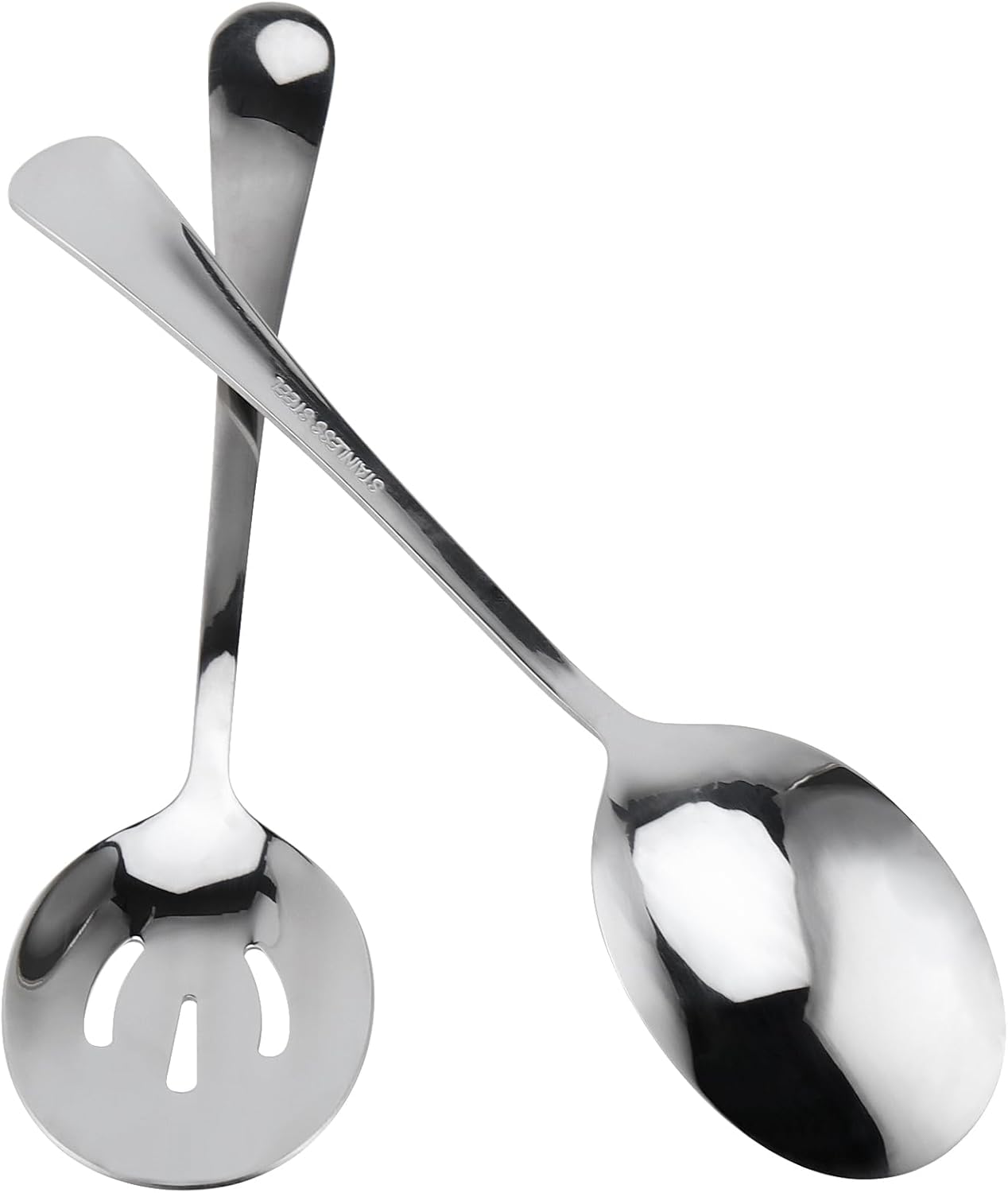 20 Pcs Serving Spoons Set, 10 Serving Spoons and 10 Slotted Spoons, 22 x 5.2cm Stainless Steel Utensils Large Table Spoons for Kitchen Kitchenware, Party, Banquet, Buffet