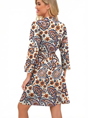 Image of PrinStory Womens Robe Lightweight Short Knit Bathrobe Soft Ladies Sleepwear with Pockets