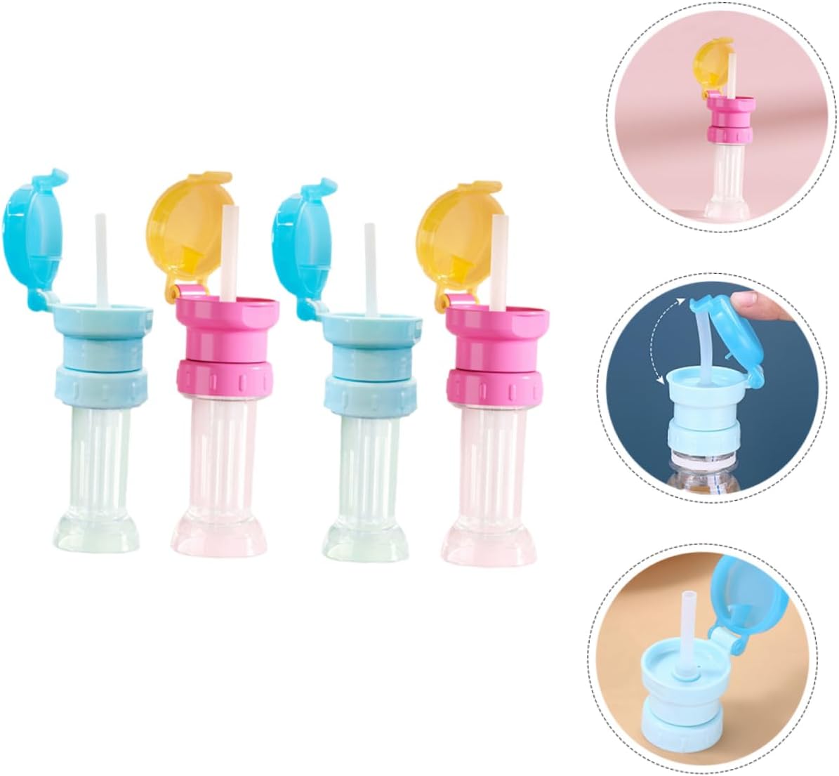 16pcs Boy Girl Water Bottle Caps with Straw Bottle Topper Adapters for Toddlers Fit Safe Easy Installation