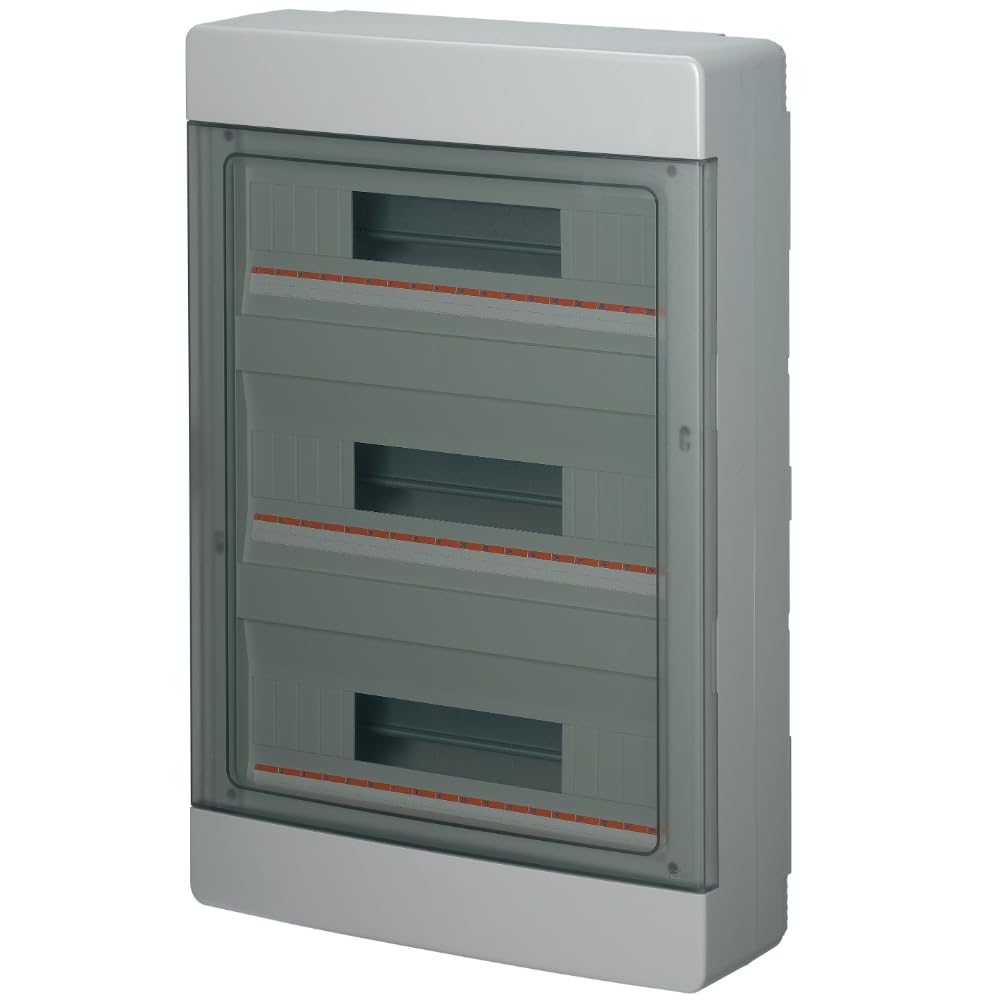Elektryczna tablica rozdzielcza ścienna 54 moduły (3 x 18) IP40, moduł rozdzielczy, odwracalne drzwi dymne, szyna DIN, szary RAL 7035, 400 x 600 x 130 mm, przełączniki magnetyczne, instalacje