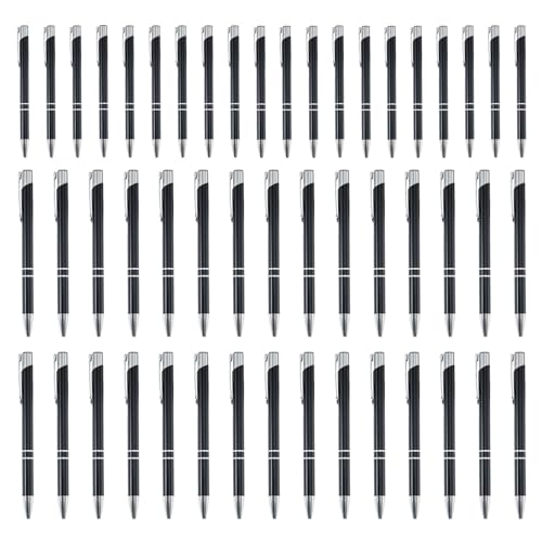 Genérico Metal Ballpoint Pen, 50x Metal Click Pens, 5.47x0.35in Multi-Functional Fashionable Stationery, Silver Clip Design, Ideal for Business Elites, Students, Teachers & Professionals