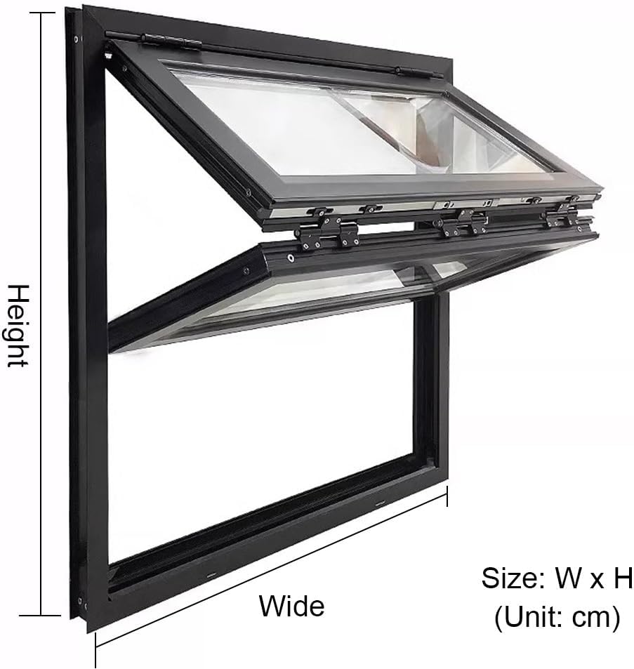 Concession Window Aluminum Alloy Food Truck Service with Horizontal Sliding Screen Windows,Folding Concession Window, Aluminum Alloy with Reinforced Glass, Flush Mount Serving Window with Ha