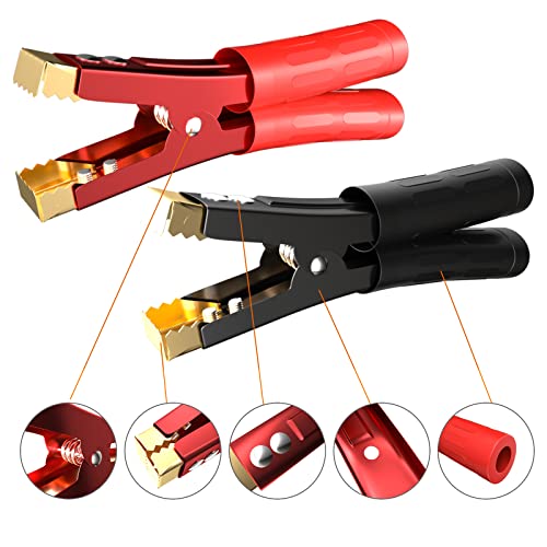 Image of Goupchn Heavy Duty Crocodile Clamps Pure Copper Car Battery Charger Clamps | 1000A 2PCS, Power Replacement Battery Alligator Clips, Jumper Cable Clamps, Welder Clips for Automotive Vehicle Boat