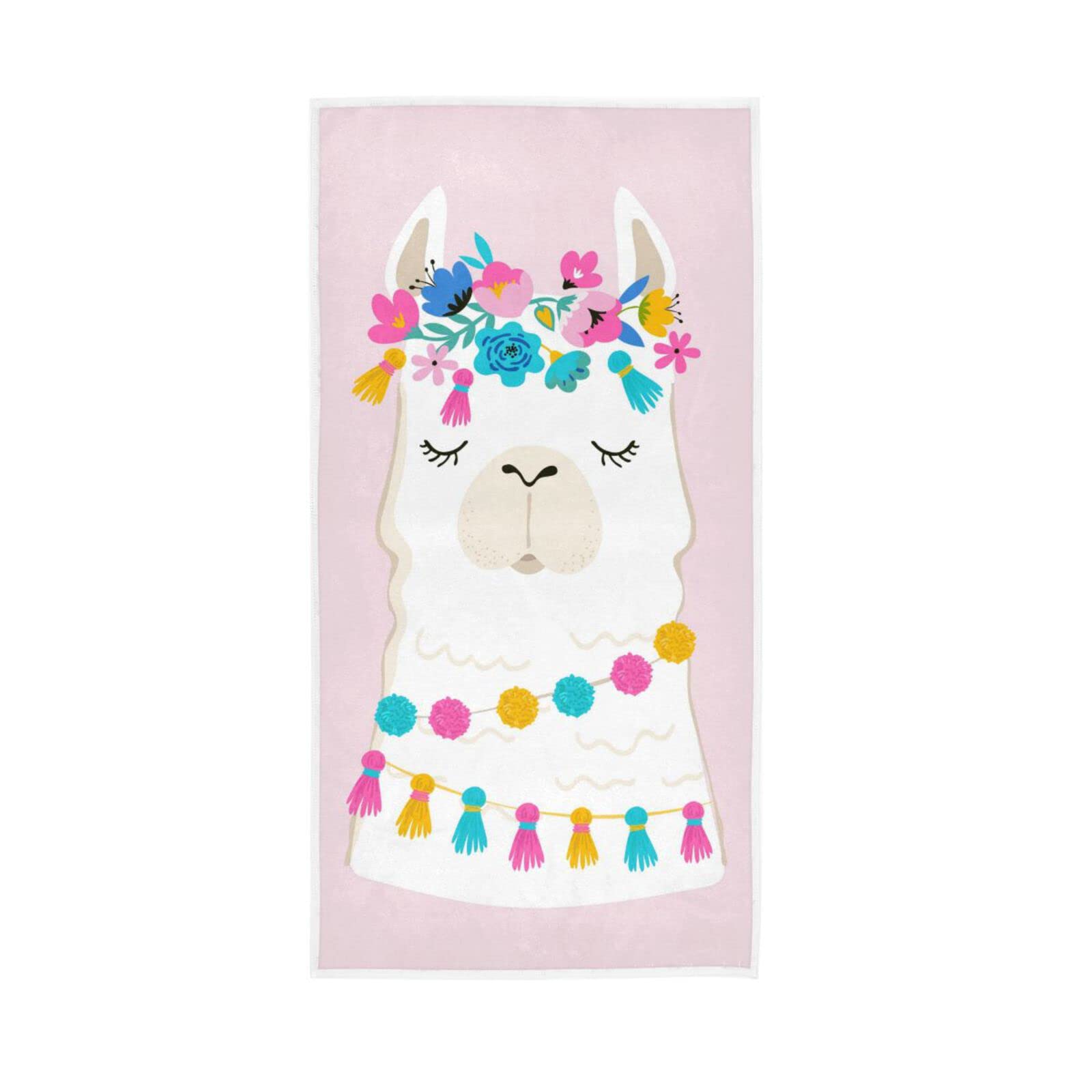 HUYGD Hand Towels Cute Alpaca Lama Llama Print Decor Fingertip Soft Face Towel Absorbent Bathroom Kitchen Towels