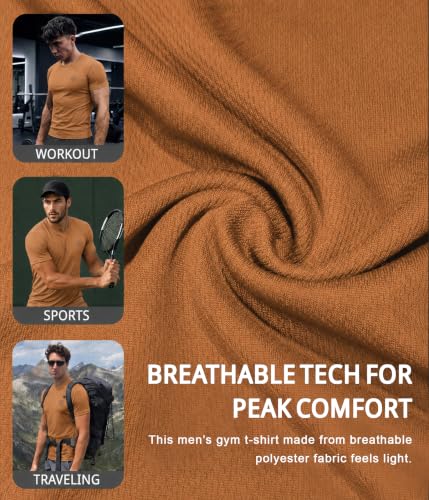Image of CHKOKKO Gym T Shirts for Men Workout Activewear Solid Quick Dry Sports Tshirt for man Breathable Lightweight Half Sleeve Regular Fit Round Neck Running Boys T Shirt