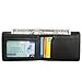 Men's Slim Leather Wallet Small Rfid Blocking Billfold Minimalist Front Pocket Wallet with Id Window Gifts Box - Black