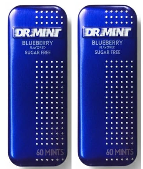 DR. MINT Blueberry Flavored Sugar Free Mints, Deliver a Refreshing Peppermint Taste to Keep Your Breath Feeling Fresh Throughout the Day Each 29g X 2 Pack (IMPORTED) By DECADENT