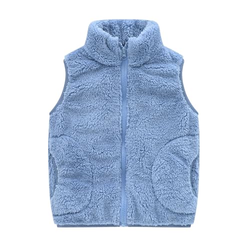 Teddy Weste Kinder Mädchen Jungen Fleece Stehkragen Fellweste - Ärmellose...