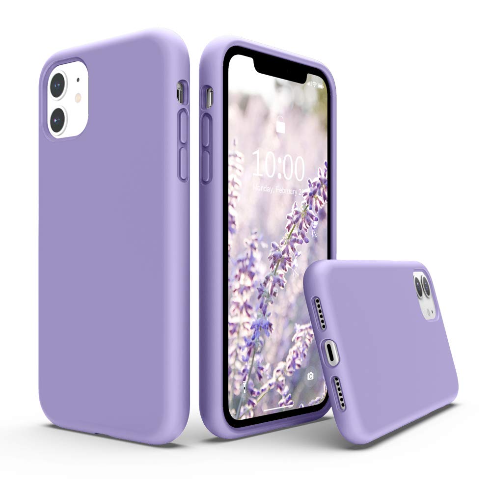 SURPHY Liquid Silicone Case Compatible with iPhone 11 Case, Soft Rubber Full Body Thickening Design Shockproof with Microfiber Cloth Lining 6.1 inch Phone Case for iPhone 11, Light PurpleGlobal Recycled StandardGlobal Recycled StandardGlobal Recycled Standard