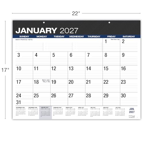 Image of Desk PAD: 22 inch x 17 inch Large Print Desk Pad Calendar, APR 2026 - DEC 2027, 21 Months, (Black)