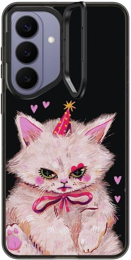 CASETiFY Impact Ring Stand Galaxy S26+ Case [150° Kickstand / 6.6 ft Military Grade Protection/Magnetic Compatible] - Clown Kitty - Clear Black