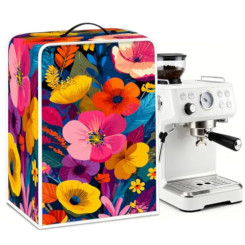 Image of Universal Coffee Maker Cover, Durable Polyester Lightweight Long-Lasting Dustproof Cotton Blend Appliance Protector for Kitchen Countertops (Colorful)