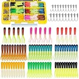 THKFISH Crappie Lures Jigs Heads Kit, 95pcs Soft Plastic Baits Fishing Lures and Tube Jigs Heads for Trout Panfish & Bass Fishing