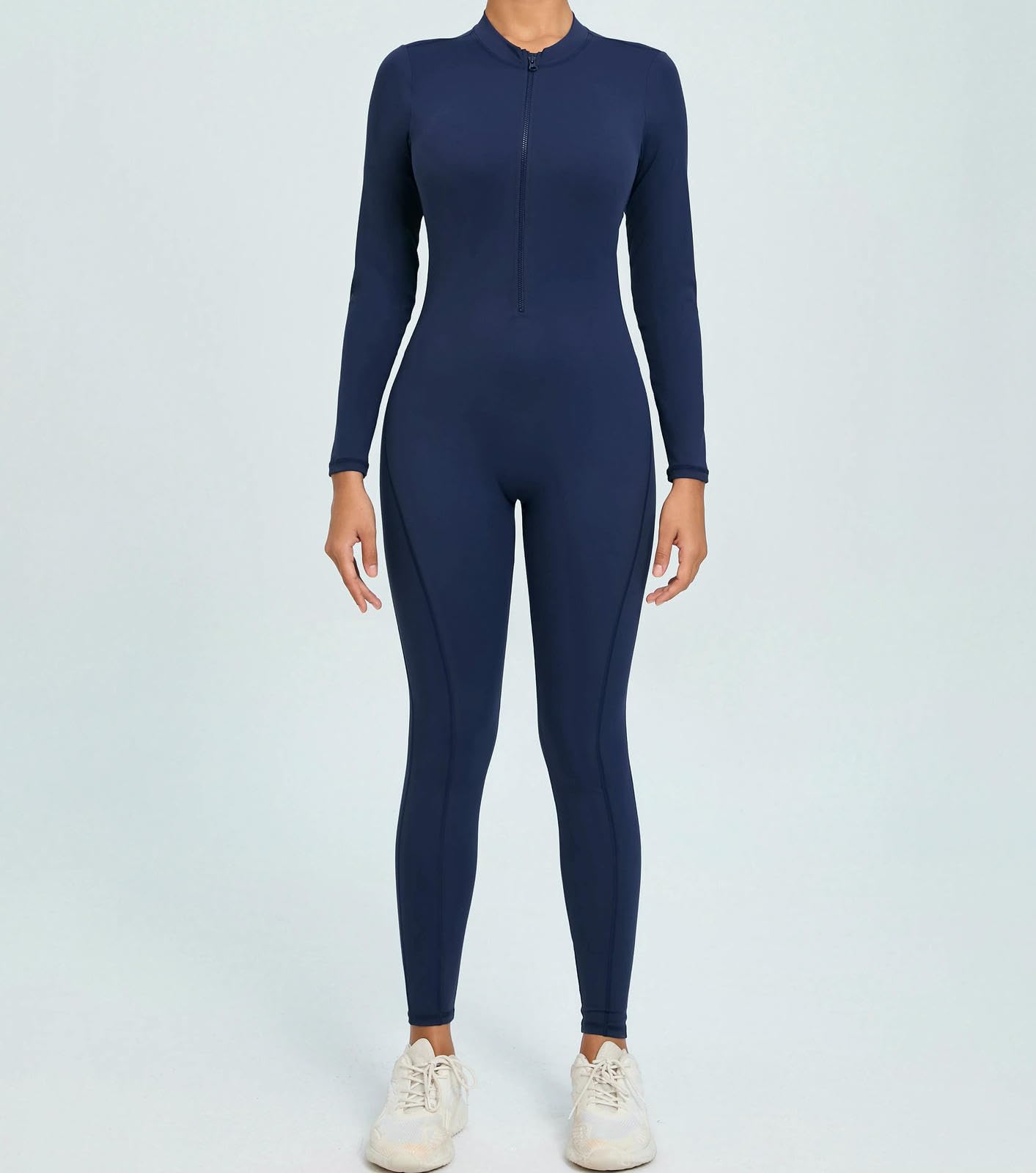 Medias Mujer Mujeres Ropa Deportiva Traje De Yoga con Cremallera Manga Larga Atrás Outfit Abierto Gimnasio Apretado Una Sola Pieza-Rojo-s