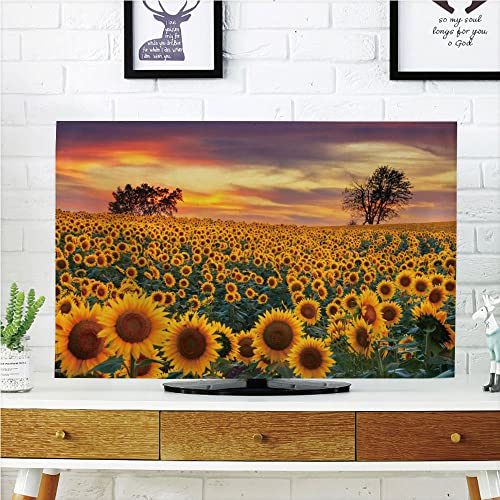 AMAPARK TV Dust Cover,Cover Type 55 Inch Sunflowers Polyester Microfiber Cloth Easy to Cover Your TV Style-1617
