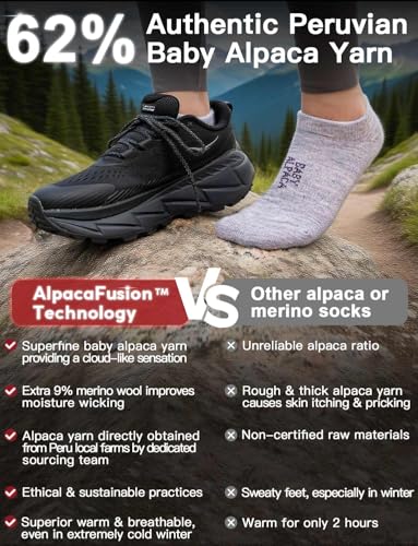 Image of Juclise Alpaca Wool Lightweight No Show Hiking Socks Breathable Moisture Wicking Cushioned Anti Blister Merino Outdoors