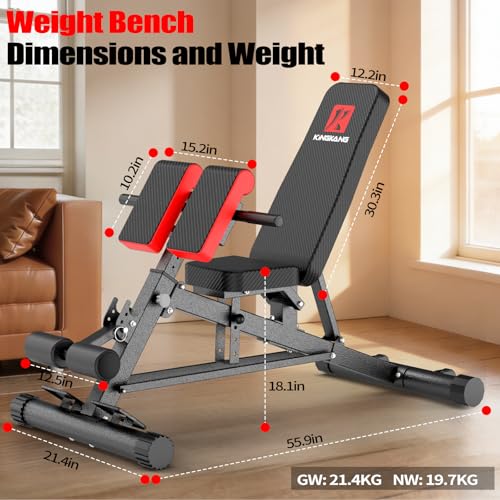 Image of K KiNGKANG Adjustable Weight Bench,Multi-Functional Roman Chair for Full All-in-One Body Workout Hyper Back Extension and Sit up