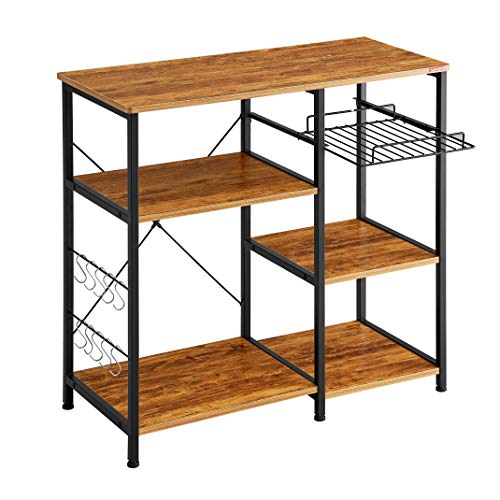 Mr IRONSTONE Kitchen Baker's Rack Vintage Utility Storage Shelf Microwave Stand 3-Tier+3-Tier Table